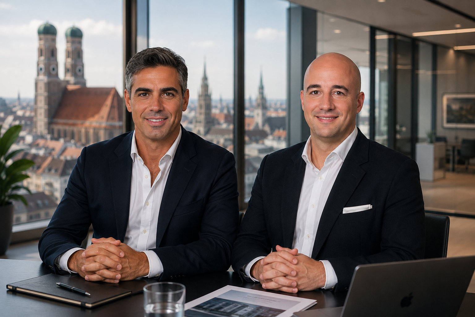 Julian Scharnau und Thilo Hecht von Rentora in einem Münchner Büro